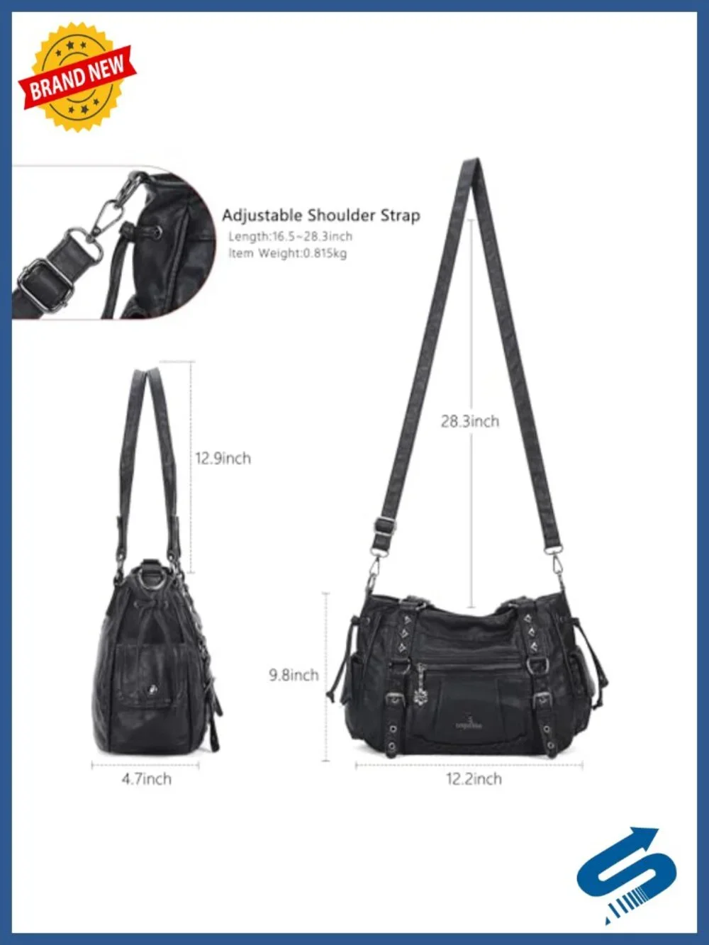 Vegan Leather Hobo Satchel Tote Multi Pocket Shoulder Bag